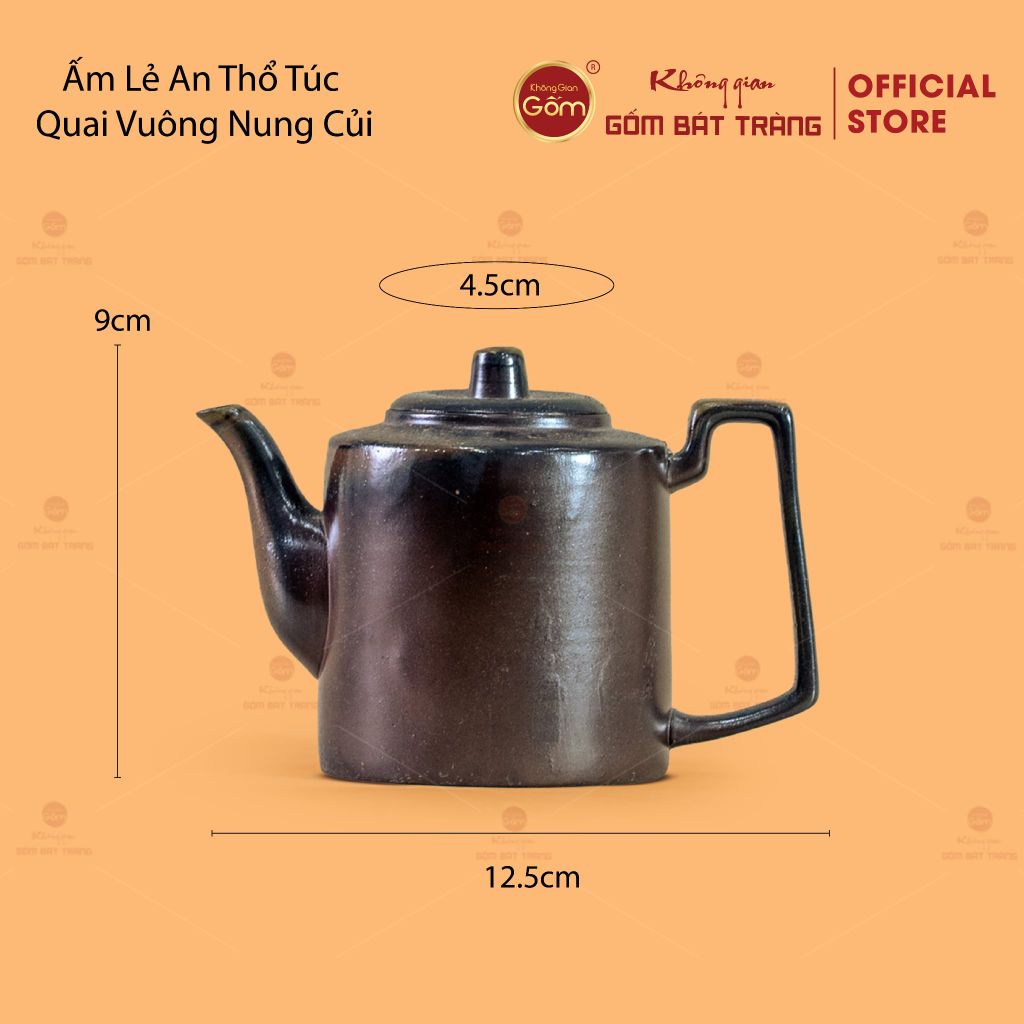Ấm Lẻ An Thổ Túc Quai Vuông Nung Củi