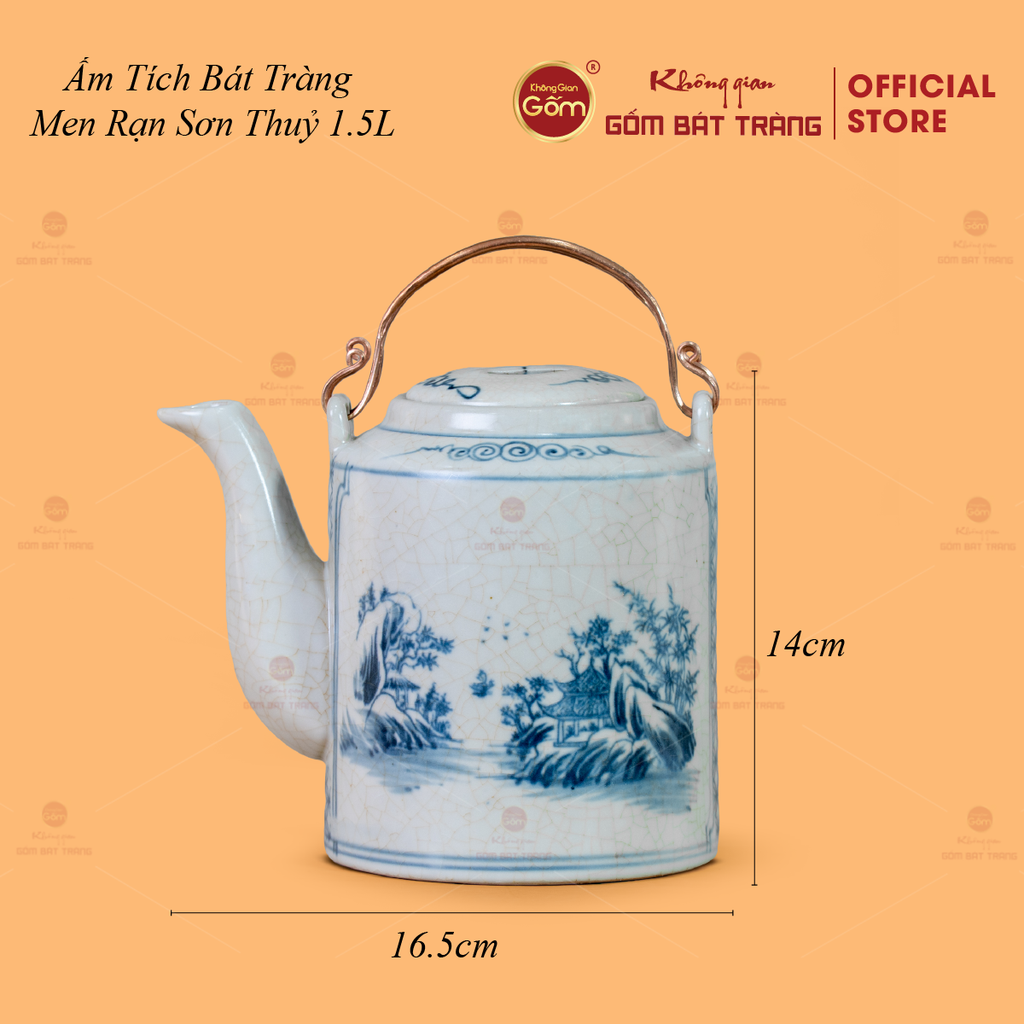 Bộ Ấm Tích Men Rạn Sơn Thuỷ