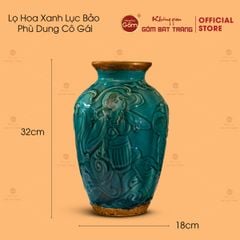 Bình Hoa Men Ngọc Bọc Đồng Họa Tiết Cô Gái