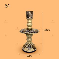Chân Đèn Thờ Men Rạn Vẽ Vàng (Chiếc)