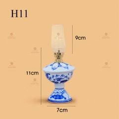 Đèn Dầu Thờ Men Lam Họa Tiết Hoa Sen