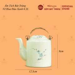 Ấm Tích Bát Tràng Vẽ Hoa Đào Xanh