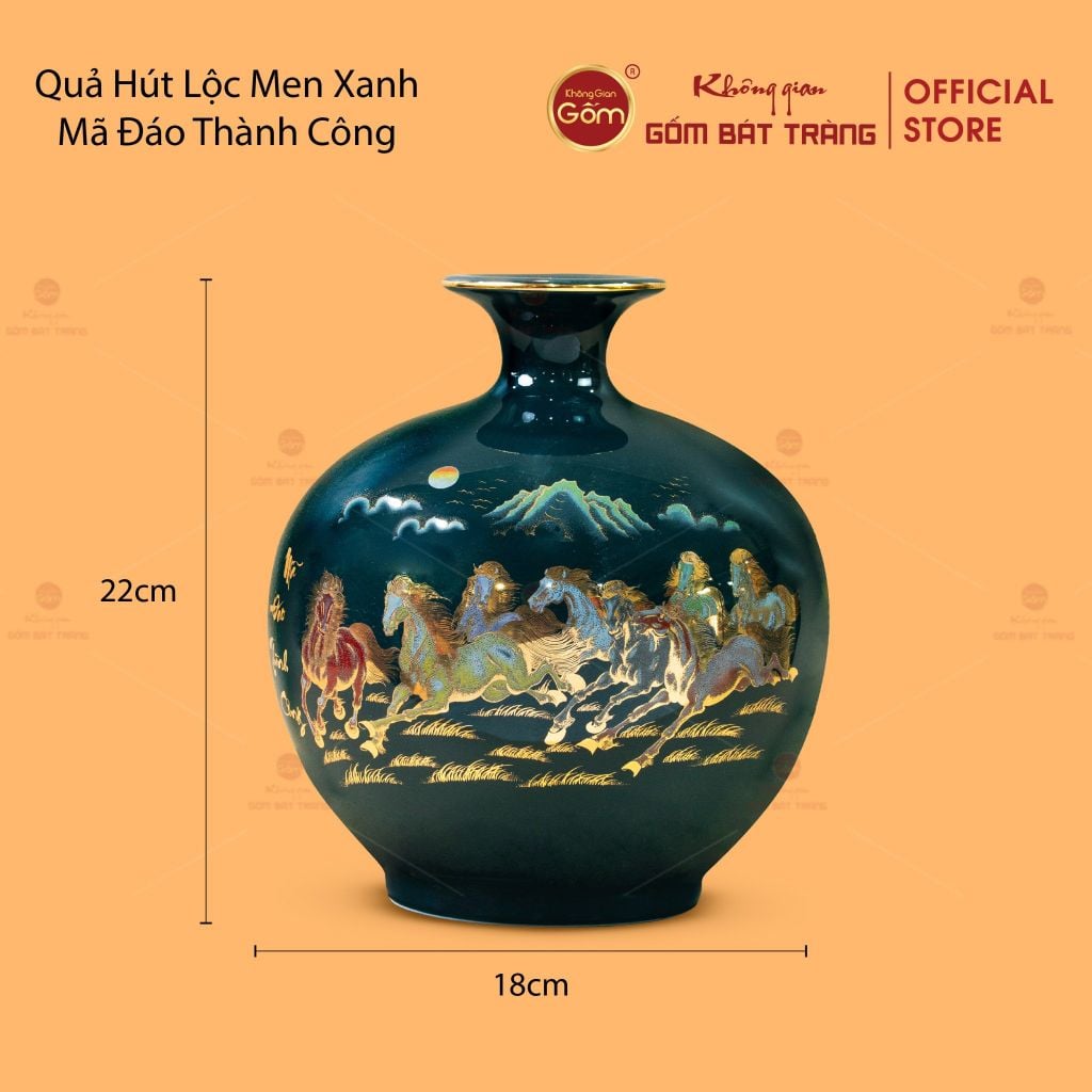 Quả Hút Lộc Men Màu Mã Đáo Thành Công Màu Vẽ Vàng