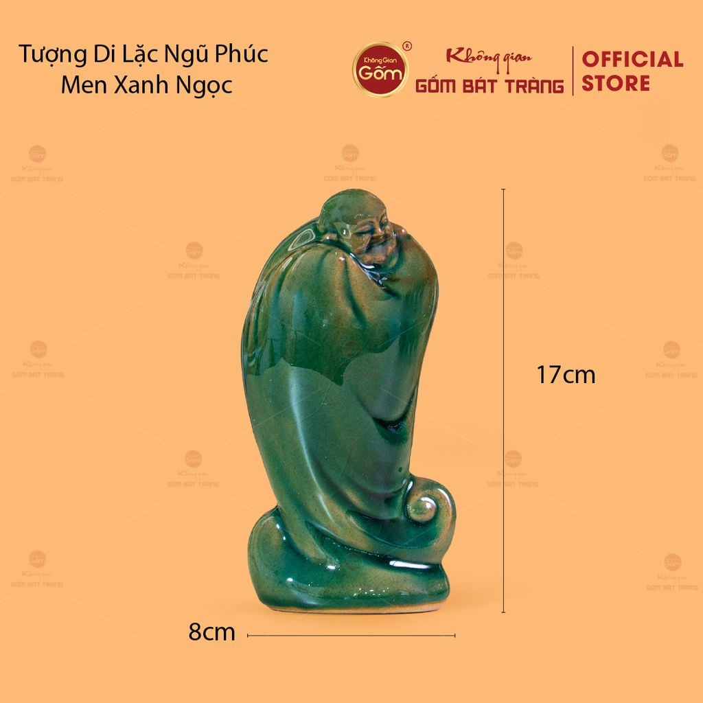 Tượng Di Lặc Ngũ Phúc Men Xanh Ngọc