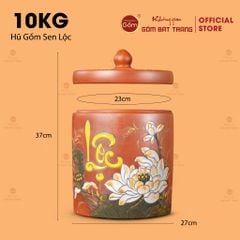 Hũ Gốm Sen Lộc Trụ Tròn