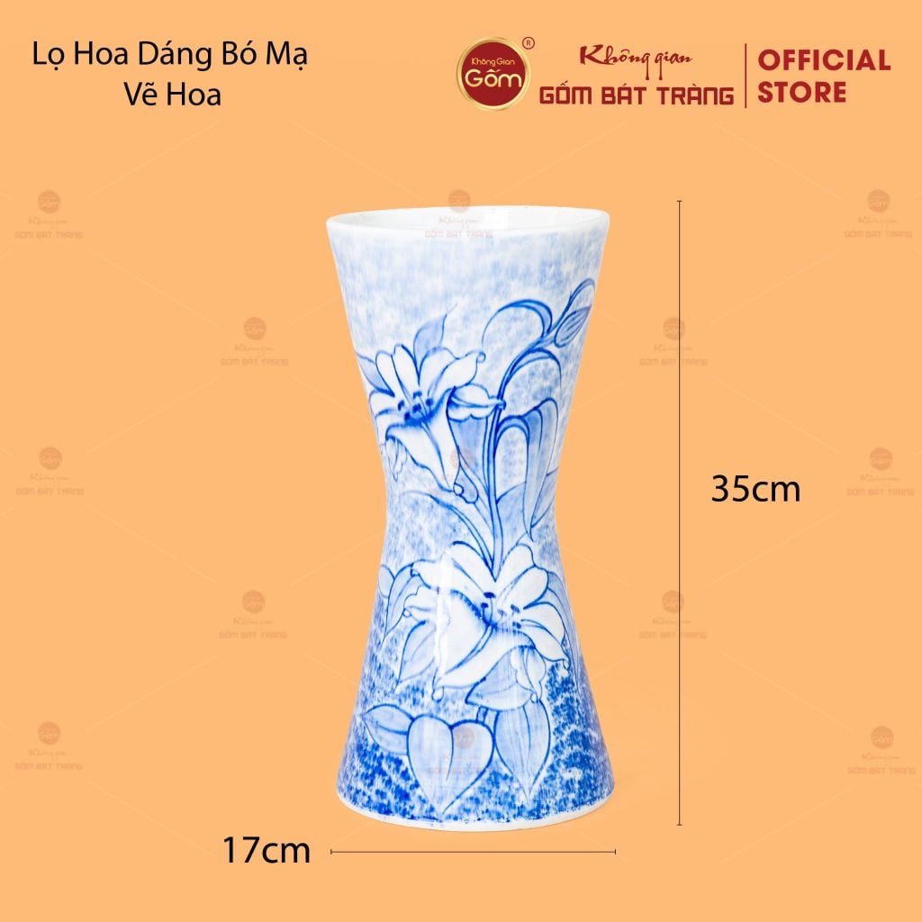 Lọ Hoa Dáng Bó Mạ Vẽ Hoa