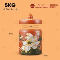 Hũ Gốm Sen Lộc Trụ Tròn