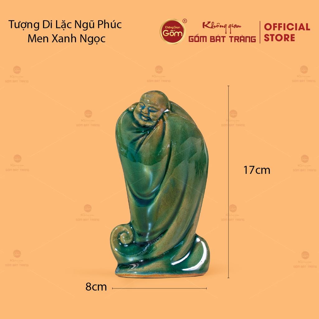 Tượng Di Lặc Ngũ Phúc Men Xanh Ngọc
