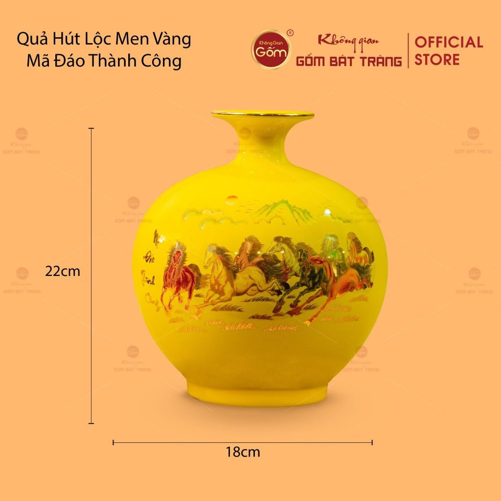 Quả Hút Lộc Men Màu Mã Đáo Thành Công Màu Vẽ Vàng