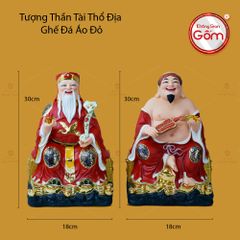 Tượng Thần Tài Thổ Địa Ghế Đá Áo Đỏ