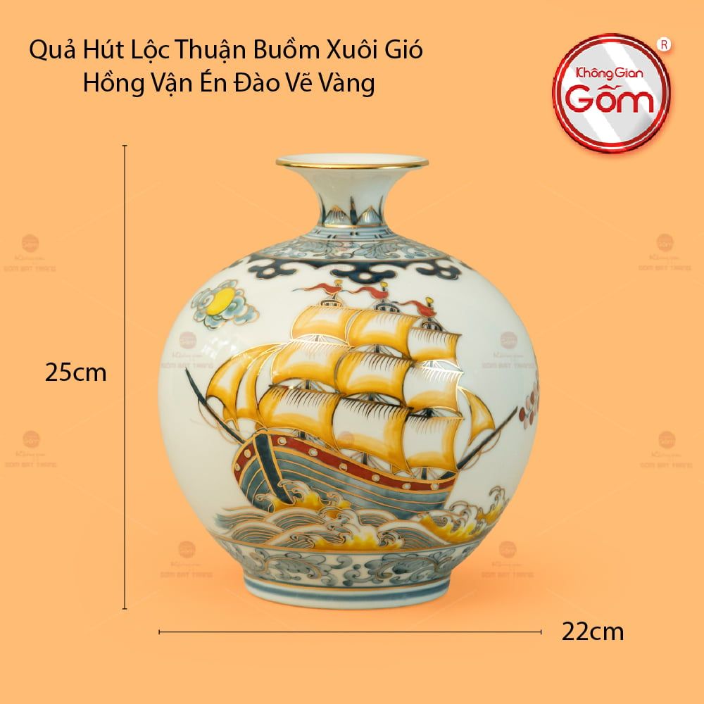 Quả Hút Lộc Thuận Buồm Xuôi Gió Hồng Vận Én Đào Vẽ Vàng