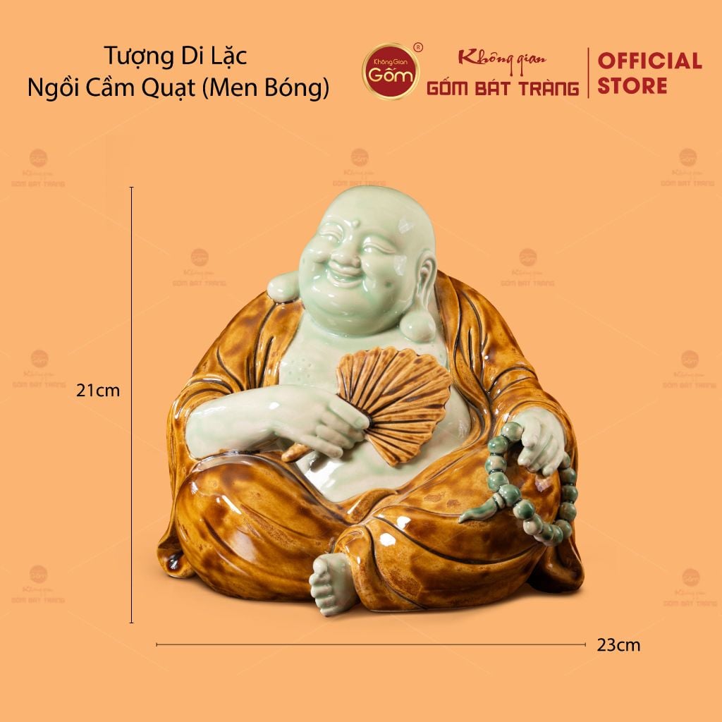 Tượng Di Lặc Ngồi Cầm Quạt