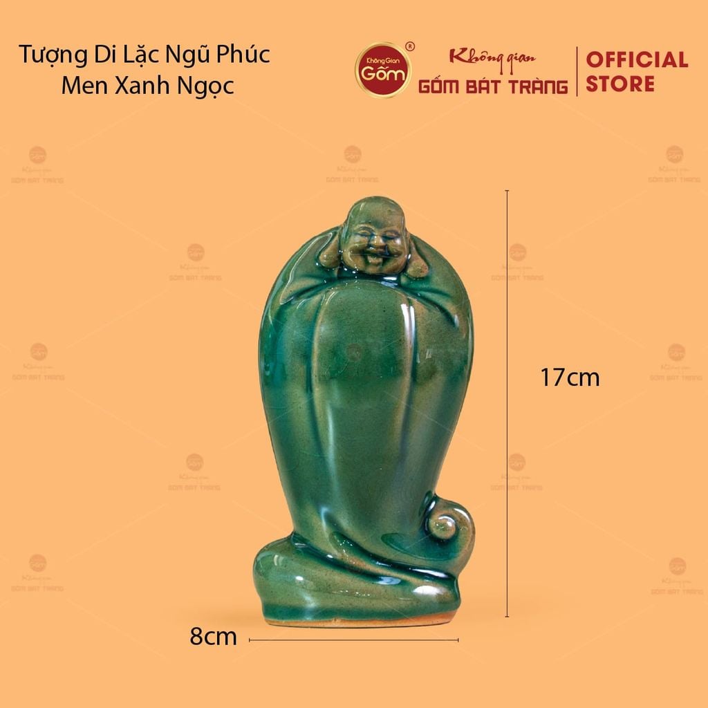 Tượng Di Lặc Ngũ Phúc Men Xanh Ngọc