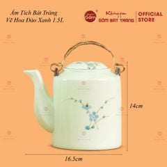 Ấm Tích Bát Tràng Vẽ Hoa Đào Xanh