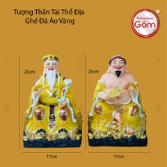 Tượng Thần Tài Thổ Địa Ghế Đá Áo Vàng