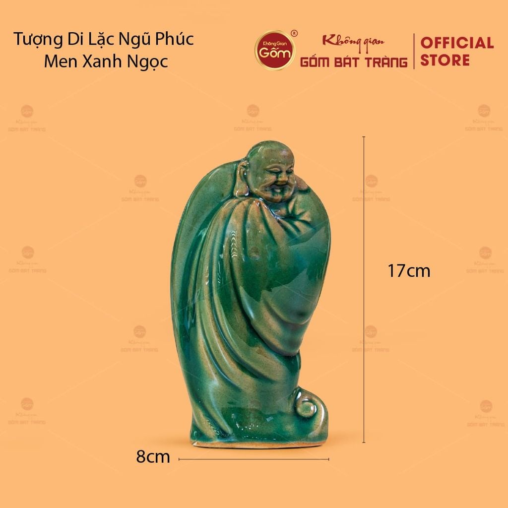 Tượng Di Lặc Ngũ Phúc Men Xanh Ngọc