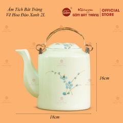 Ấm Tích Bát Tràng Vẽ Hoa Đào Xanh