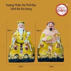 Tượng Thần Tài Thổ Địa Ghế Đá Áo Vàng