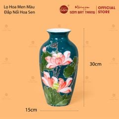 Lọ Hoa Men Màu Đắp Nổi Hoa Sen