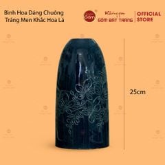 Bình Hoa Dáng Chuông Tráng Men Khắc Hoa Lá