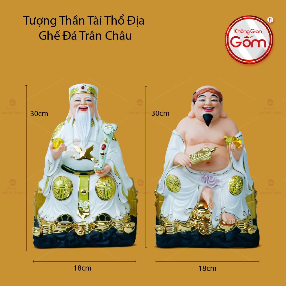 Tượng Thần Tài Thổ Địa Ghế Đá Trân Châu