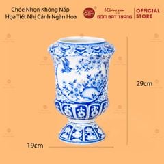 Chóe Nhọn Không Nắp Họa Tiết Nhị Cảnh Ngàn Hoa