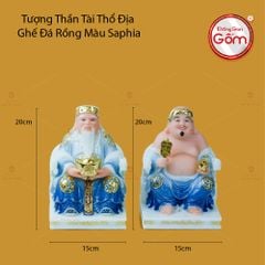 Tượng Thần Tài Thổ Địa Ghế Rồng Màu Saphia