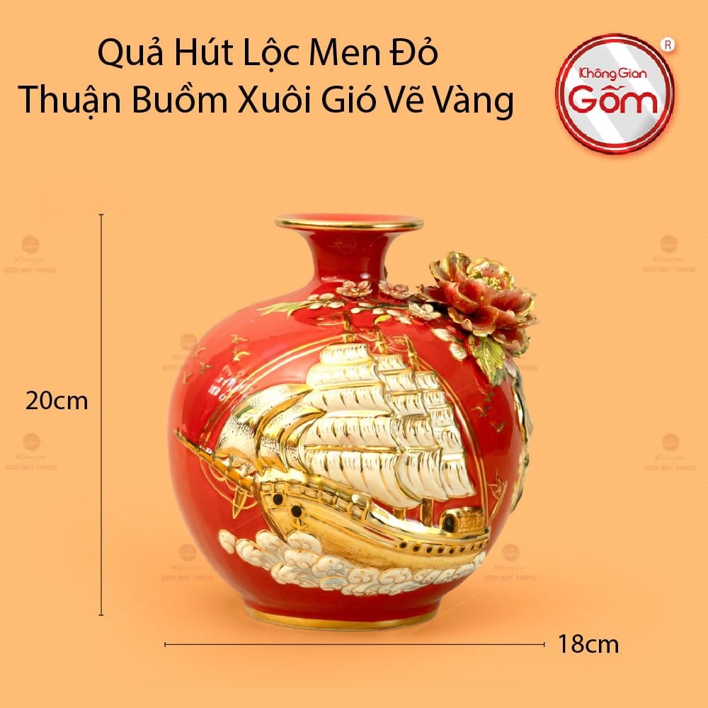 Quả Hút Lộc Men Đỏ Thuận Buồm Xuôi Gió Vẽ Vàng