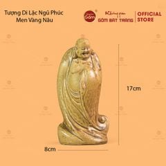Tượng Di Lặc Ngũ Phúc Men Vàng Nâu