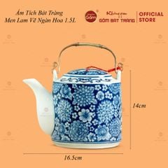 Ấm Tích Bát Tràng Men Lam Vẽ Ngàn Hoa