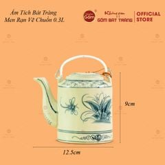 Ấm Tích Bát Tràng Men Rạn Vẽ Chuồn