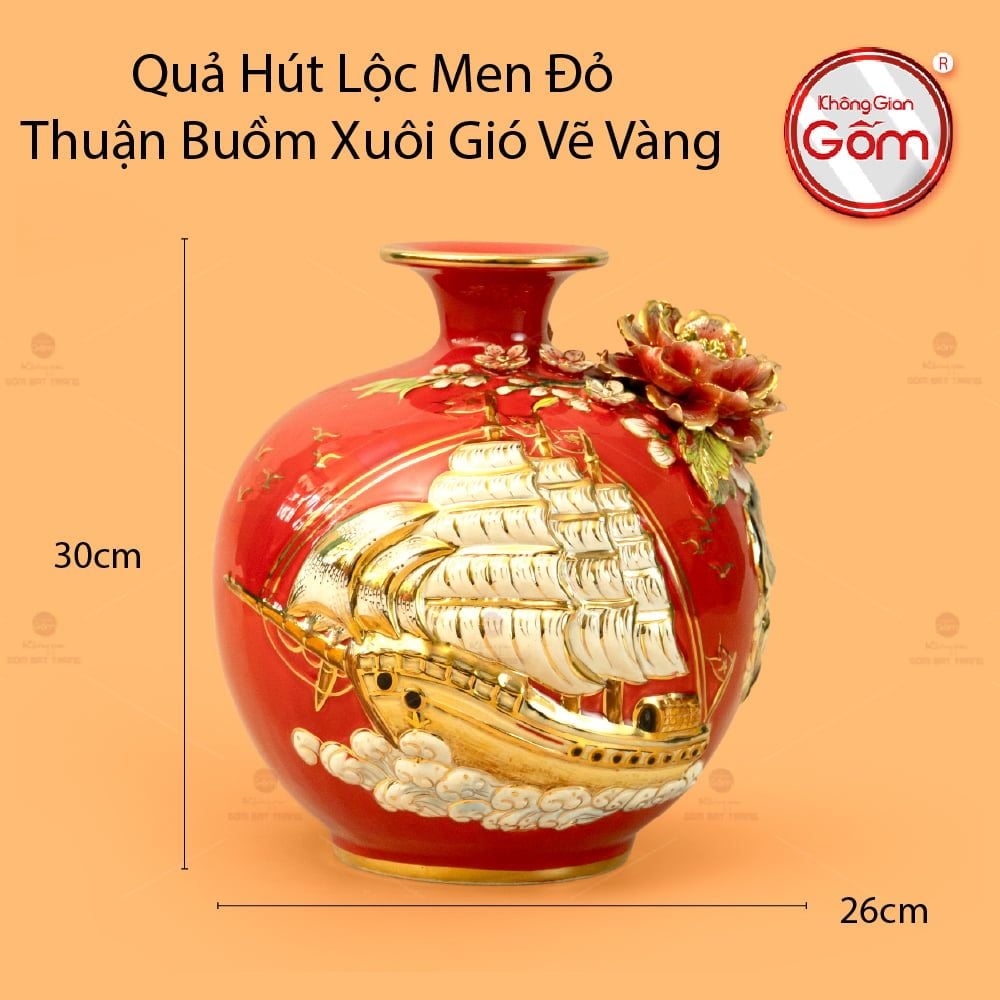 Quả Hút Lộc Men Đỏ Thuận Buồm Xuôi Gió Vẽ Vàng