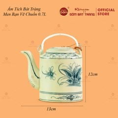 Ấm Tích Bát Tràng Men Rạn Vẽ Chuồn