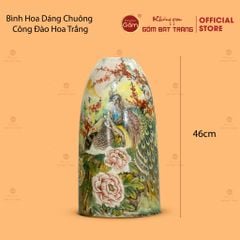 Bình Hoa Dáng Chuông Họa Tiết Công Đào Hoa Trắng