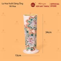 Lọ Hoa Vuốt Dáng Ống Vẽ Hoa
