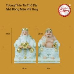 Tượng Thần Tài Thổ Địa Ghế Rồng Màu Phỉ Thúy