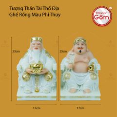 Tượng Thần Tài Thổ Địa Ghế Rồng Màu Phỉ Thúy