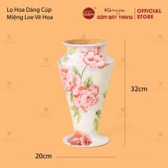 Lọ Hoa Dáng Cúp Miệng Loe Vẽ Hoa