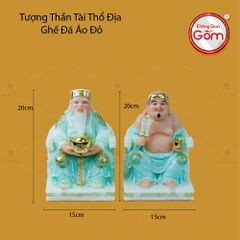 Tượng Thần Tài Thổ Địa Ghế Rồng Màu Xanh Ngọc