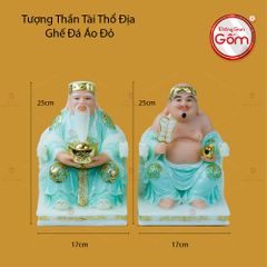 Tượng Thần Tài Thổ Địa Ghế Rồng Màu Xanh Ngọc