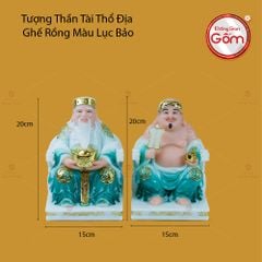 Tượng Thần Tài Thổ Địa Ghế Rồng Màu Lục Bảo