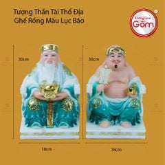 Tượng Thần Tài Thổ Địa Ghế Rồng Màu Lục Bảo