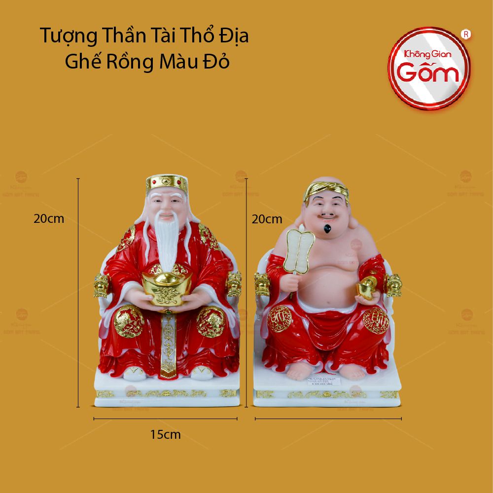 Tượng Thần Tài Thổ Địa Ghế Rồng Màu Đỏ