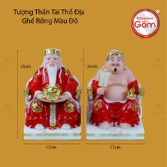 Tượng Thần Tài Thổ Địa Ghế Rồng Màu Đỏ
