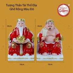 Tượng Thần Tài Thổ Địa Ghế Rồng Màu Đỏ