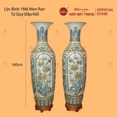 Lộc Bình 1M6 Men Rạn Tứ Quý Đắp Nổi
