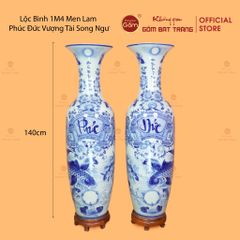 Lộc Bình Men Lam Phúc Đức Vượng Tài Song Ngư