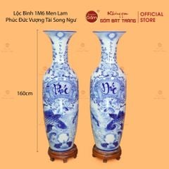 Lộc Bình Men Lam Phúc Đức Vượng Tài Song Ngư