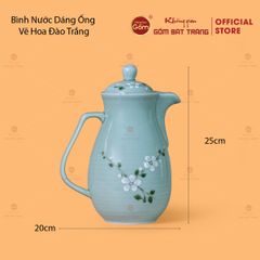 Bộ Bình Nước Dáng Ống Vẽ Hoa Đào Trắng