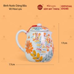 Bộ Bình Nước Dáng Bầu Vẽ Hoa Lựu